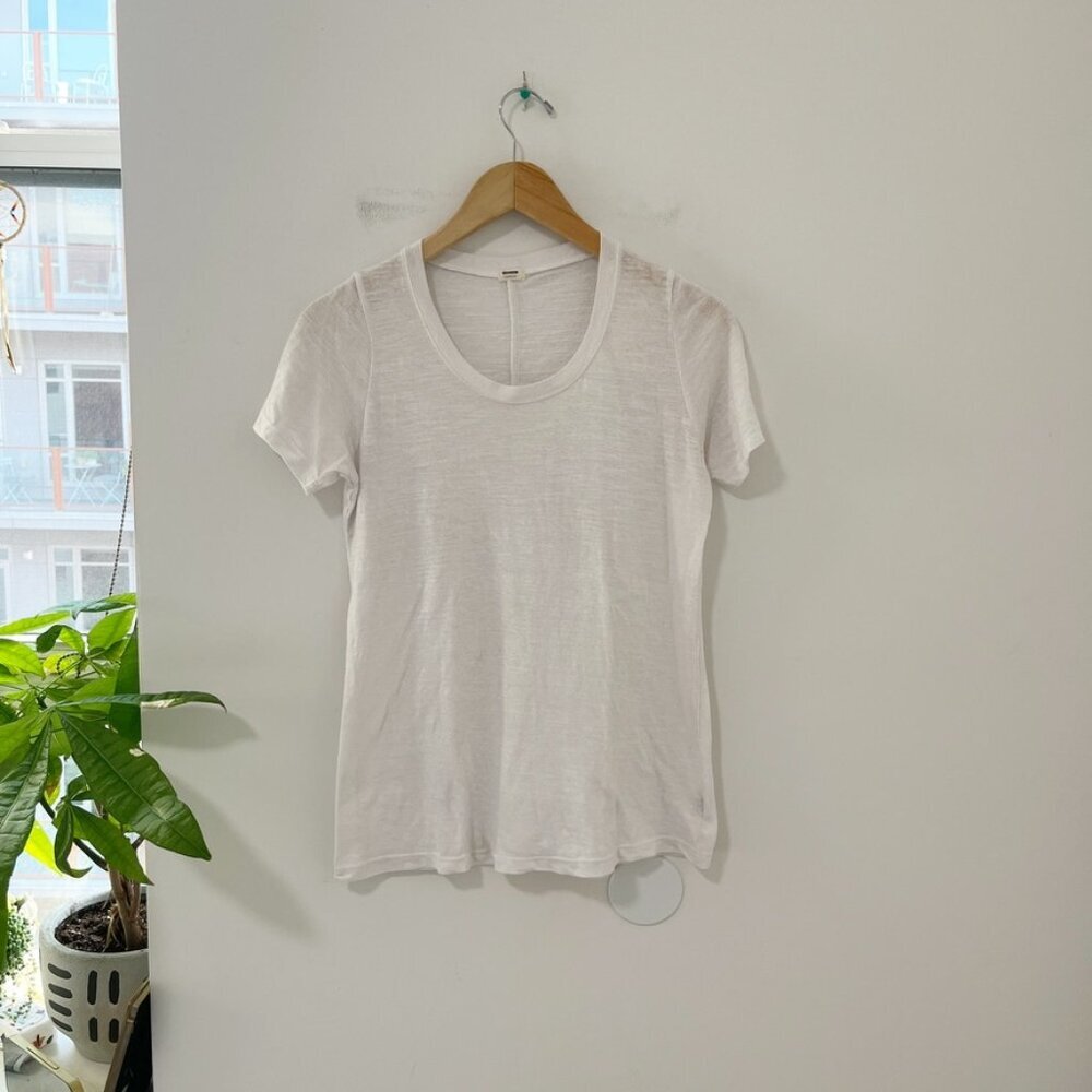 Monrow Basic White Short Sleeve Tee Size XS